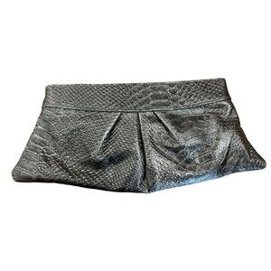 Lauren Merkin Snakeskin Leather Clutch Bag Metallic Gold